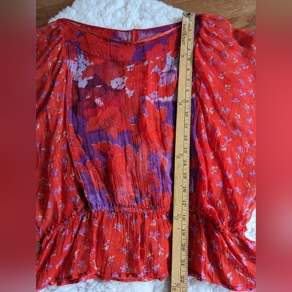 Free People sheer boho printed blouse top medium - Picture 10 of 12